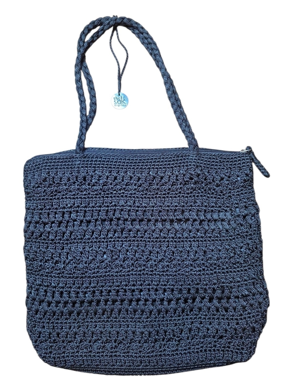 THE SAK ORIGINALS | Black Crochet Knit Tote Shoulder Bag Boho Casual Purse | OS